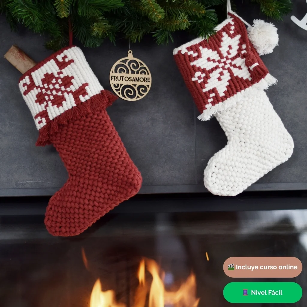 Kit DIY para hacer calcetín navidad en macramé - Fruto Samore®