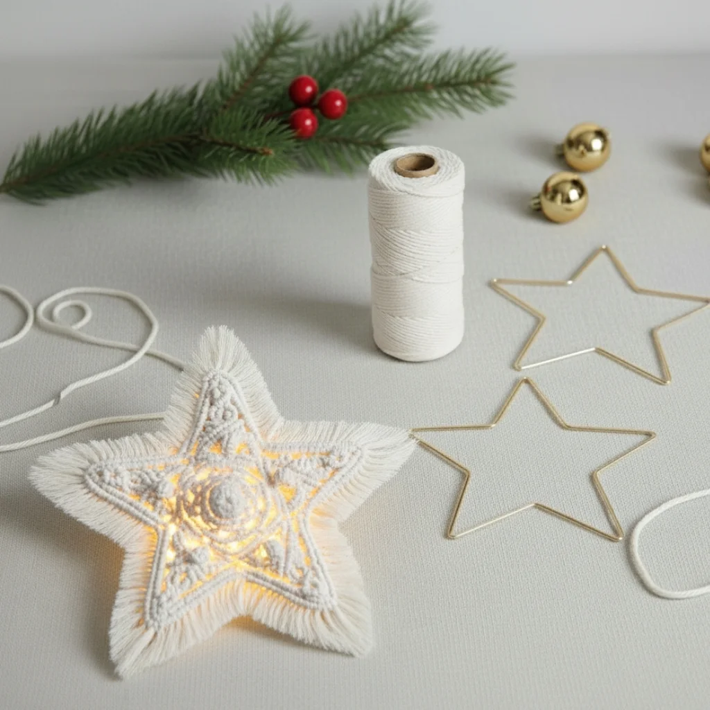 Materiales para hacer la Estrella navidad macrame de Fruto Samore®