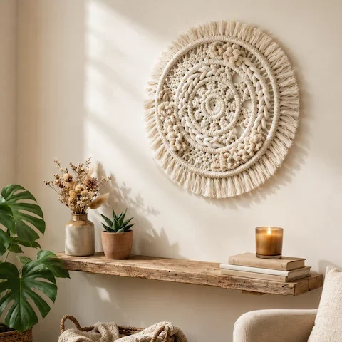Tapiz macrame circular Ateneo Crudo